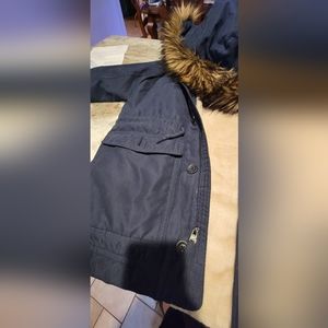 A hollister parka jacket.  It's navy blue and fur lined inside.